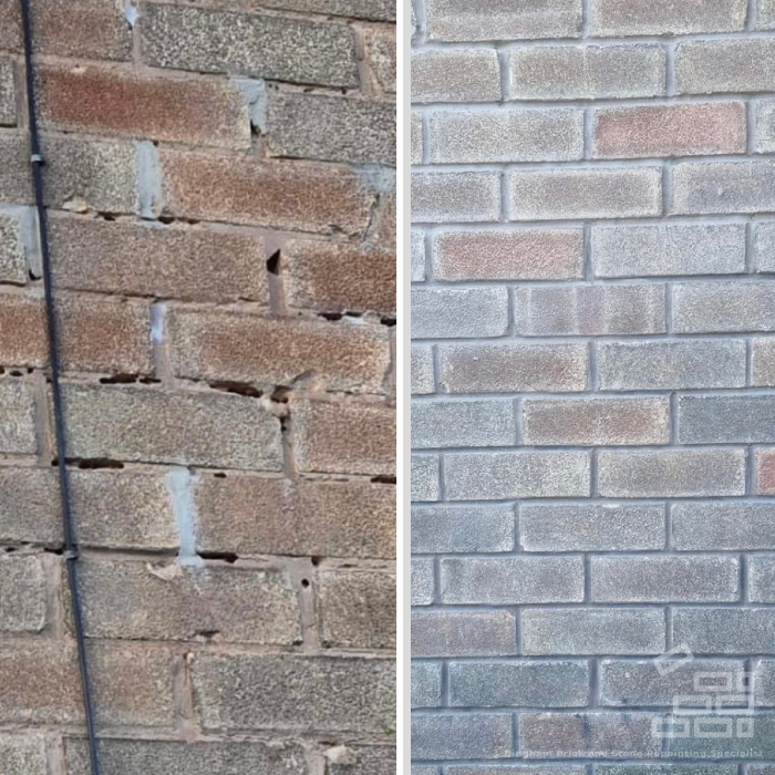 Before and after of house that has been repointed